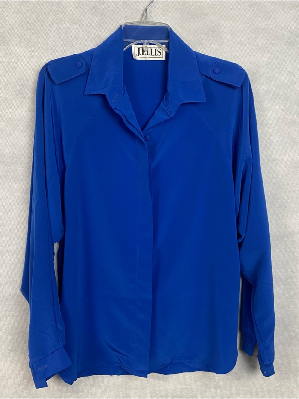 Vintage J. Ellis Button Down Shirt Women Large Blue Long Sleeve Casual